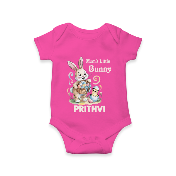 Mom’s Little Bunny Personalized Romper – Cute Easter Outfit - HOT PINK - New Born (Chest 14")