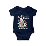 Mom’s Little Bunny Personalized Romper – Cute Easter Outfit - NAVY BLUE - New Born (Chest 14")