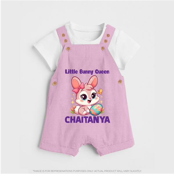 Little Bunny Queen Personalized Dungaree – Adorable Easter Outfit - BABY PINK - 0 - 5 Months Old (Chest 18")
