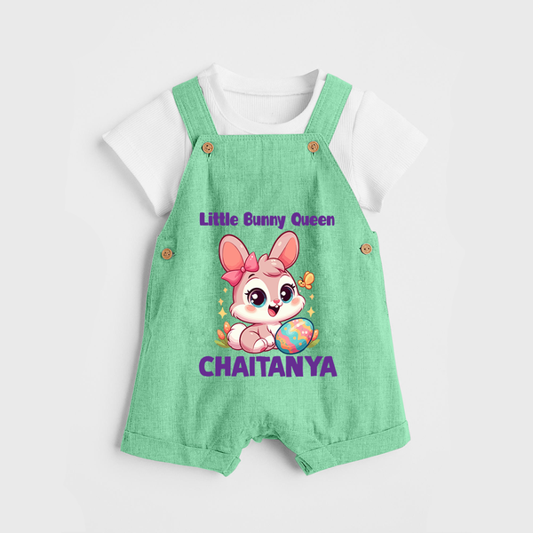 Little Bunny Queen Personalized Dungaree – Adorable Easter Outfit - GREEN - 0 - 5 Months Old (Chest 18")