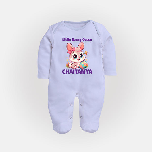Little Bunny Queen Personalized Fullbody suit – Adorable Easter Outfit - BABY BLUE - New Born (Chest 7.5")
