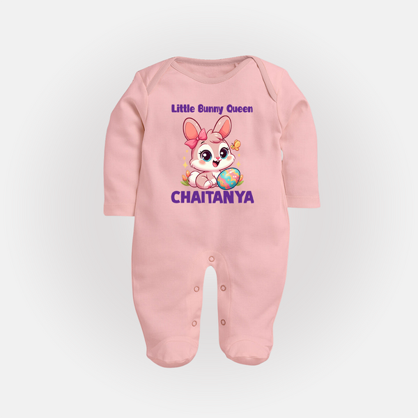 Little Bunny Queen Personalized Fullbody suit – Adorable Easter Outfit - BABY PINK - New Born (Chest 7.5")