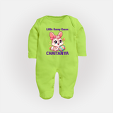 Little Bunny Queen Personalized Fullbody suit – Adorable Easter Outfit - LIME GREEN - New Born (Chest 7.5")