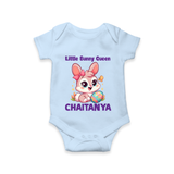 Little Bunny Queen Personalized Romper – Adorable Easter Outfit - BABY BLUE - New Born (Chest 14")