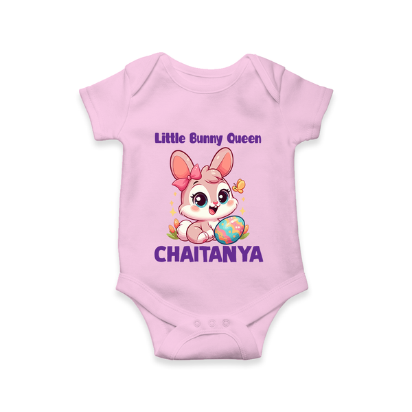 Little Bunny Queen Personalized Romper – Adorable Easter Outfit - BABY PINK - New Born (Chest 14")