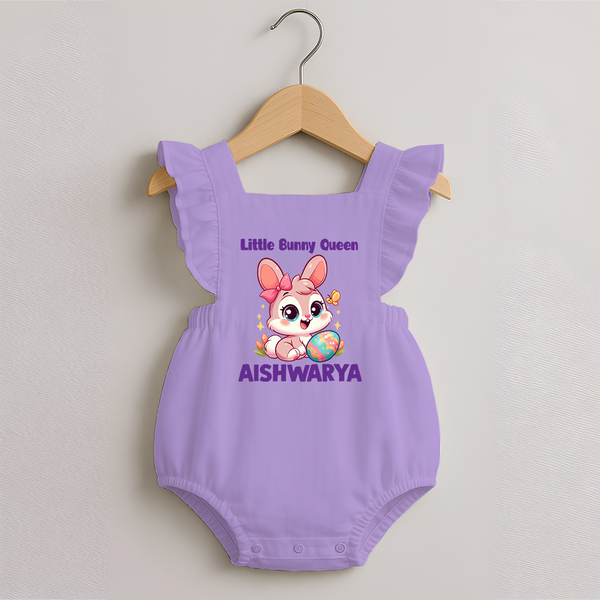 Little Bunny Queen Personalized Romper frock – Adorable Easter Outfit - LILAC - 0 - 3 Months Old (Chest 19")