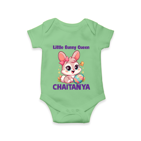 Little Bunny Queen Personalized Romper – Adorable Easter Outfit - GREEN - New Born (Chest 14")