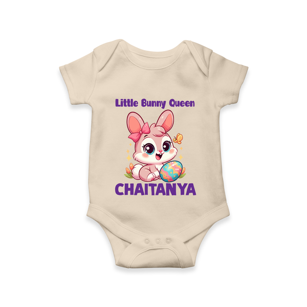 Little Bunny Queen Personalized Romper – Adorable Easter Outfit - IVORY - New Born (Chest 14")