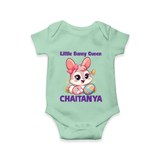 Little Bunny Queen Personalized Romper – Adorable Easter Outfit - MINT GREEN - New Born (Chest 14")