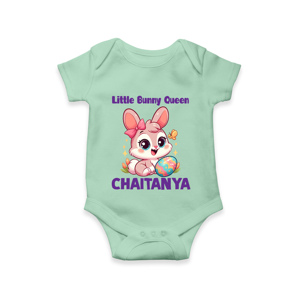 Little Bunny Queen Personalized Romper – Adorable Easter Outfit - MINT GREEN - New Born (Chest 14")