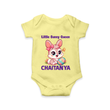 Little Bunny Queen Personalized Romper – Adorable Easter Outfit - PASTEL YELLOW - New Born (Chest 14")