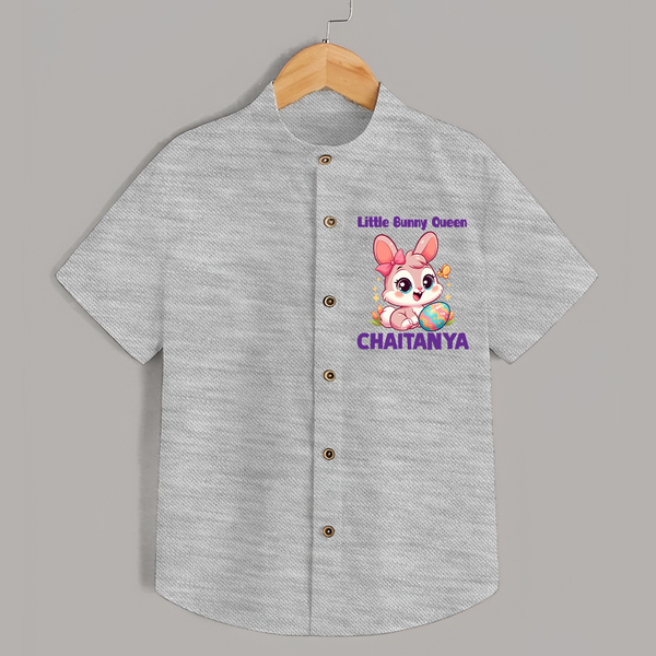 Little Bunny Queen Personalized Shirt – Adorable Easter Outfit - GREY - 0 - 6 Months Old (Chest 23")