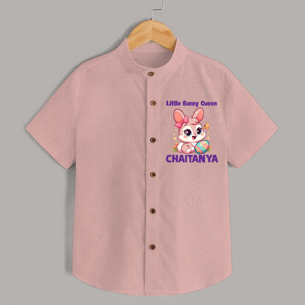 Little Bunny Queen Personalized Shirt – Adorable Easter Outfit - PEACH - 0 - 6 Months Old (Chest 23")