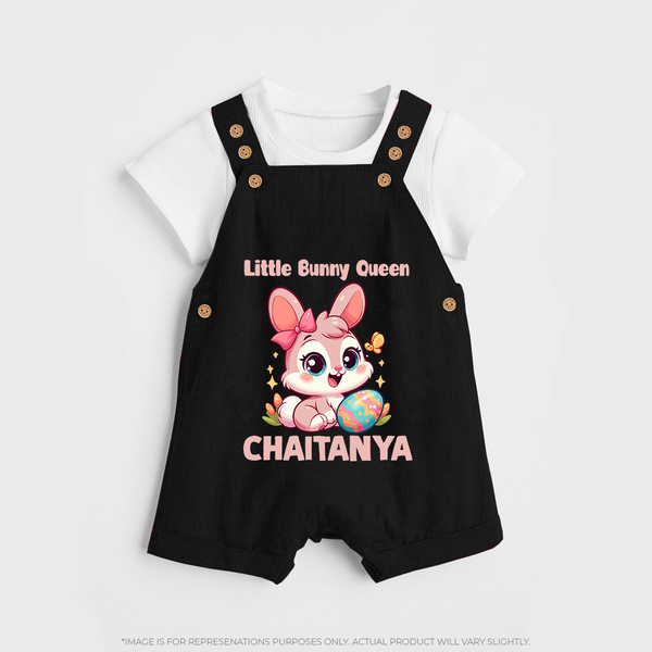 Little Bunny Queen Personalized Dungaree – Adorable Easter Outfit - BLACK - 0 - 5 Months Old (Chest 18")