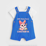 Little Bunny Queen Personalized Dungaree – Adorable Easter Outfit - COBALT BLUE - 0 - 5 Months Old (Chest 18")