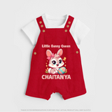 Little Bunny Queen Personalized Dungaree – Adorable Easter Outfit - RED - 0 - 5 Months Old (Chest 18")