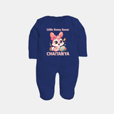 Little Bunny Queen Personalized Fullbody suit – Adorable Easter Outfit - NAVY BLUE - New Born (Chest 7.5")