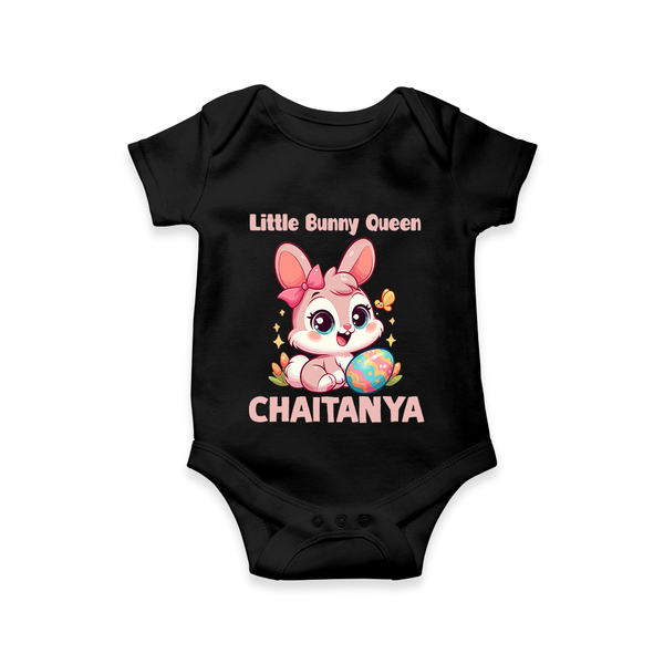 Little Bunny Queen Personalized Romper – Adorable Easter Outfit - BLACK - New Born (Chest 14")