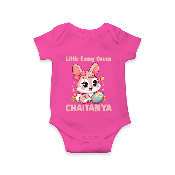 Little Bunny Queen Personalized Romper – Adorable Easter Outfit - HOT PINK - New Born (Chest 14")