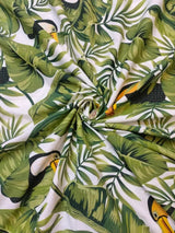 Tropical Green & White Maternity Dress – Puff Sleeve Baby Bump Friendly Dress
