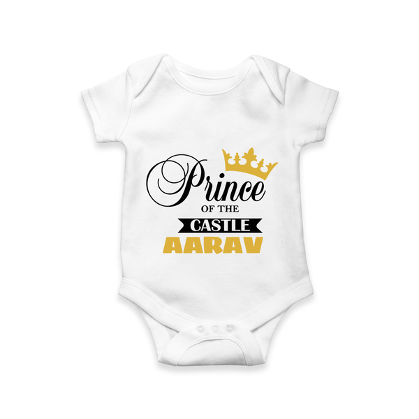 Prince of the Castle Romper / Onesie | Personalized Baby Romper / Onesie for Boys - WHITE - New Born (Chest 14")