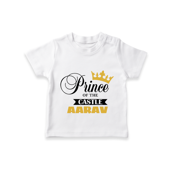Prince of the Castle T-shirt | Personalized Baby T-shirt for Boys - WHITE - 0-5 Months Old (Chest 17")