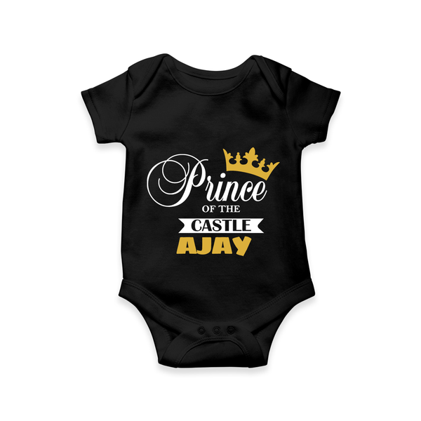 Prince of the Castle Romper / Onesie | Personalized Baby Romper / Onesie for Boys - BLACK - New Born (Chest 14")
