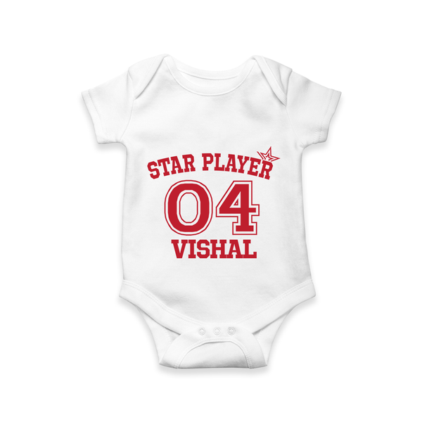 Star Player Romper / Onesie | Custom Kids Romper / Onesie for Boys - WHITE - New Born (Chest 14")