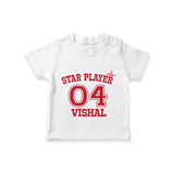 Star Player T-shirt | Custom Kids T-shirt for Boys - WHITE - 0-5 Months Old (Chest 17")