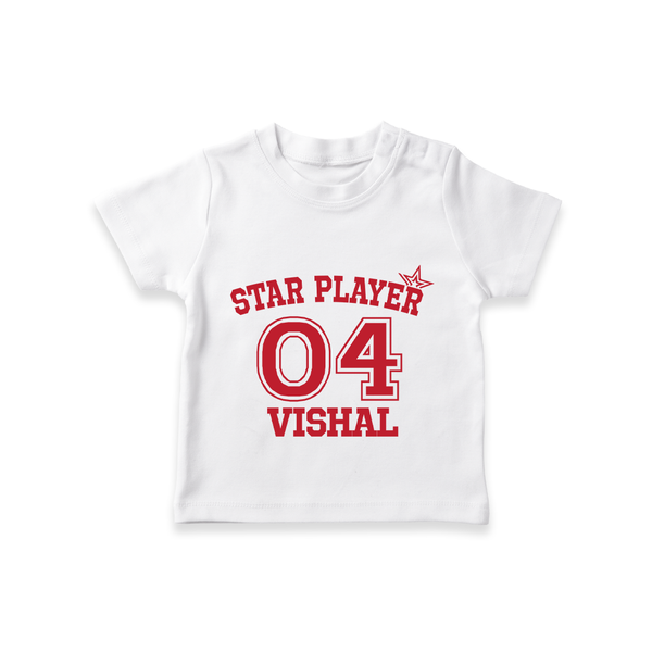 Star Player T-shirt | Custom Kids T-shirt for Boys - WHITE - 0-5 Months Old (Chest 17")