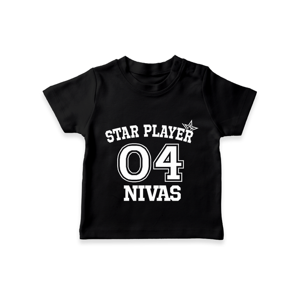 Star Player T-shirt | Custom Kids T-shirt for Boys - BLACK - 0-5 Months Old (Chest 17")