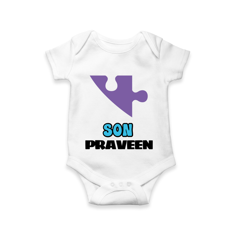 Son Romper / Onesie | Custom Kids Romper / Onesie for Your Son - WHITE - New Born (Chest 14")