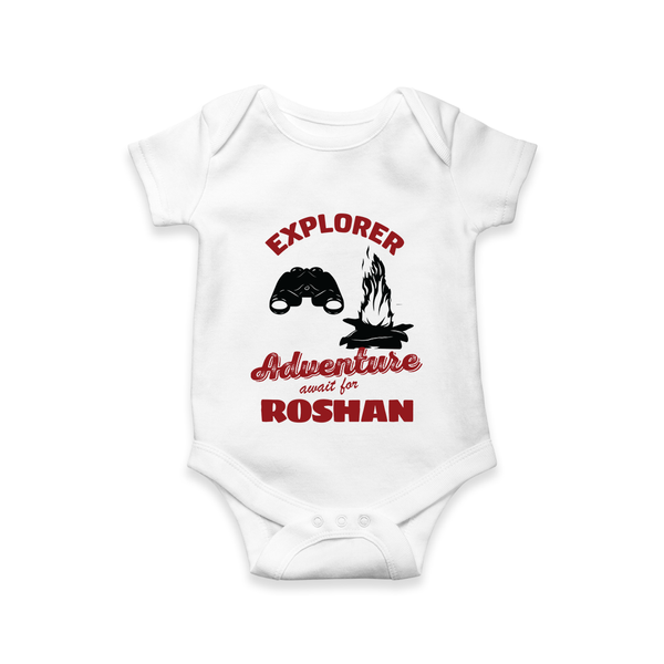 Explorer Adventure Awaits For Romper / Onesie | Custom Kids Romper / Onesie for Adventurous Boys - WHITE - New Born (Chest 14")