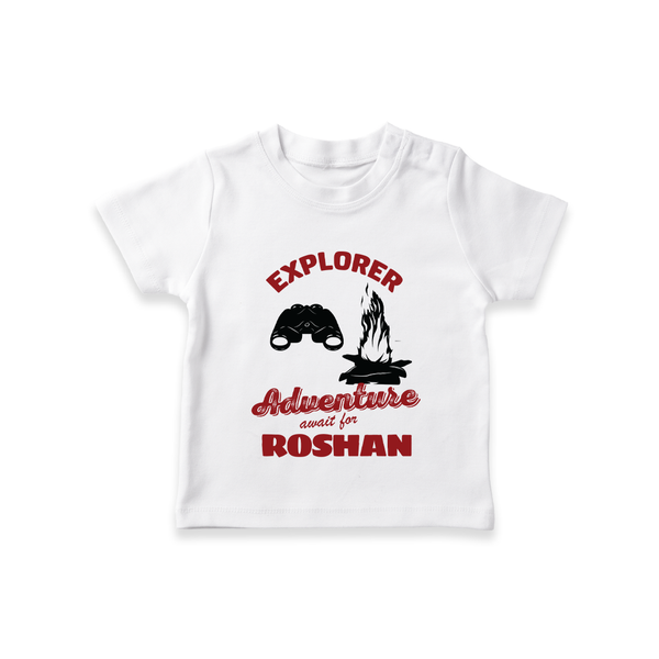 Explorer Adventure Awaits For T-shirt | Custom Kids T-shirt for Adventurous Boys - WHITE - 0-5 Months Old (Chest 17")