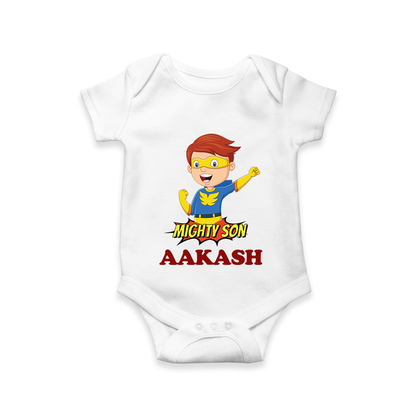 Mighty Son Romper / Onesie | Personalized Kids Romper / Onesie for Brave Boys - WHITE - New Born (Chest 14")