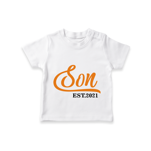 Son EST 2021 T-shirt | Custom T-shirt for Newborn Boys - WHITE - 0-5 Months Old (Chest 17")