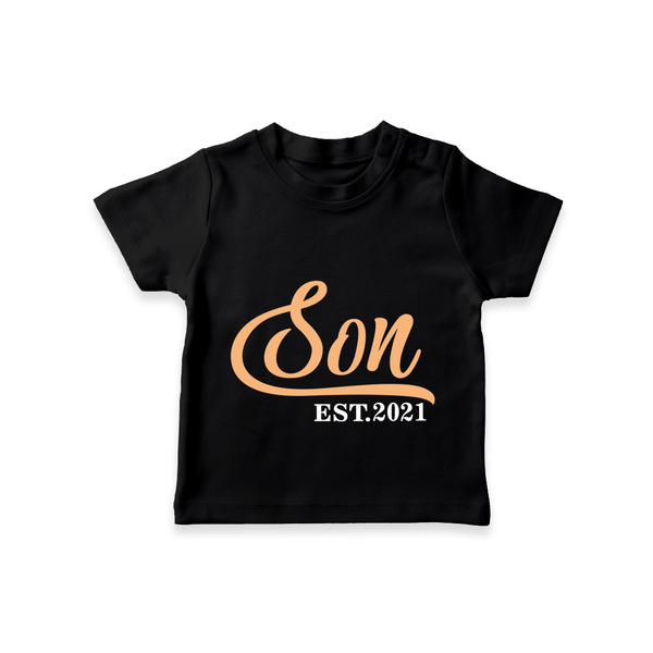 Son EST 2021 T-shirt | Custom T-shirt for Newborn Boys - BLACK - 0-5 Months Old (Chest 17")
