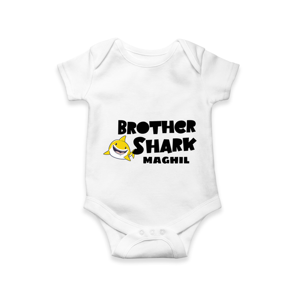 Brother Shark Romper / Onesie | Custom Kids Romper / Onesie for Boys - WHITE - New Born (Chest 14")