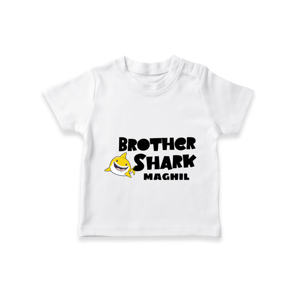Brother Shark T-shirt | Custom Kids T-shirt for Boys - WHITE - 0-5 Months Old (Chest 17")