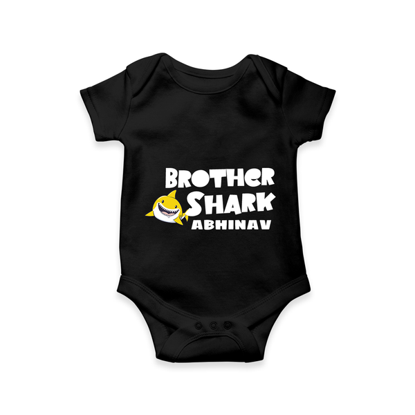 Brother Shark Romper / Onesie | Custom Kids Romper / Onesie for Boys - BLACK - New Born (Chest 14")