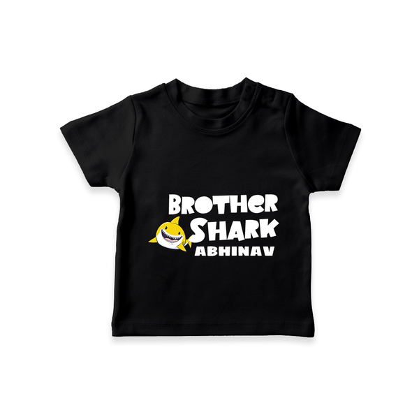 Brother Shark T-shirt | Custom Kids T-shirt for Boys - BLACK - 0-5 Months Old (Chest 17")