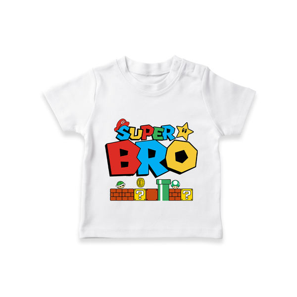 Super Bro T-shirt | Personalized T-shirt for the Best Brother - WHITE - 0-5 Months Old (Chest 17")