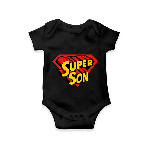 Super Son Romper | Personalized Romper for the Super Son - BLACK - New Born (Chest 14")