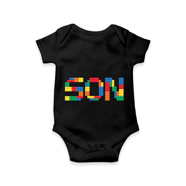 Son Romper | Custom Baby and Family Romper for Your Little Son - BLACK - New Born (Chest 14")