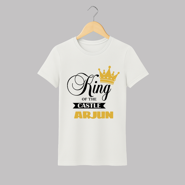 King of the Castle T-shirt | Personalized Adult T-shirt for Dad - WHITE - S (Chest 19")