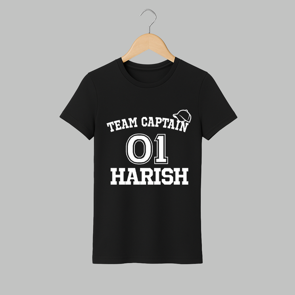 Team Captain T-shirt | Custom Adult T-shirt for Super Dad - BLACK - S (Chest 19")