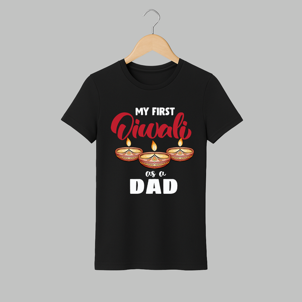 My First Diwali as a Dad T-shirt | Personalized T-shirt for New Father - BLACK - S (Chest 19")