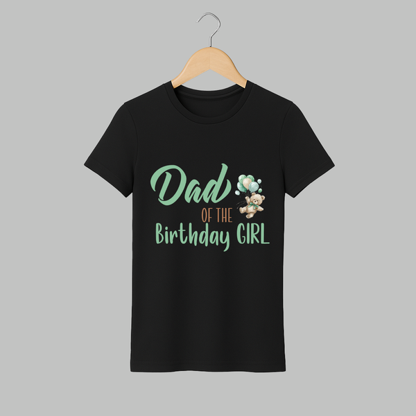 Dad of the Birthday Girl T-shirt | Custom Adult T-shirt for Father - BLACK - S (Chest 19")