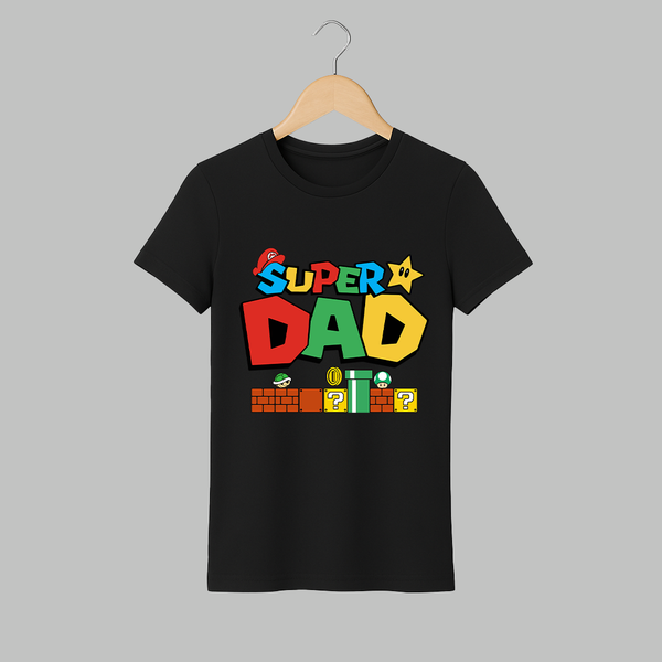 Super Dad Adult T-Shirt | Personalized Adult T-Shirt for the Best Dad Ever - BLACK - S (Chest 19")