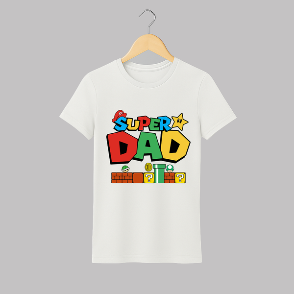 Super Dad Adult T-Shirt | Personalized Adult T-Shirt for the Best Dad Ever - WHITE - S (Chest 19")